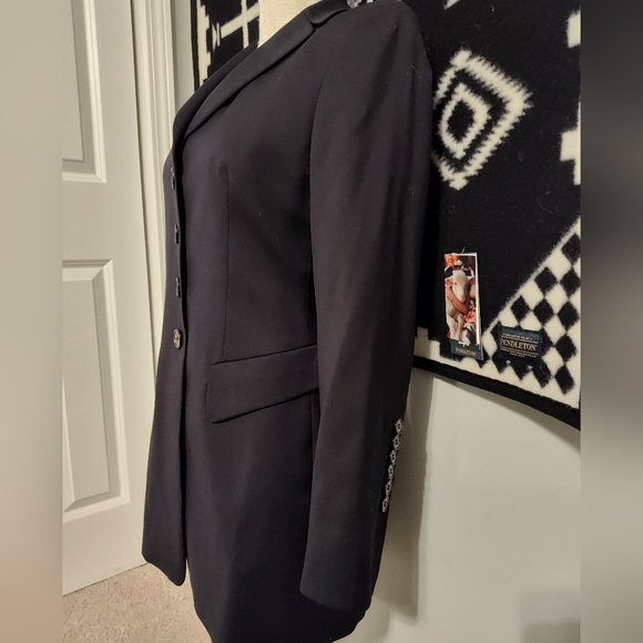 🖤 Vintage 90's Escada Elements Mid-Length Unisex Wear Blazer, Black, Flare Arm - Picture 7 of 14
